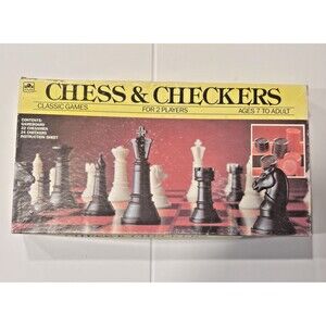 1993 Golden Classic Games Chess Checkers Set Vintage Board Game - Incomplete
